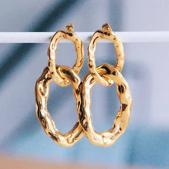 Boucles d’oreilles double anneaux or