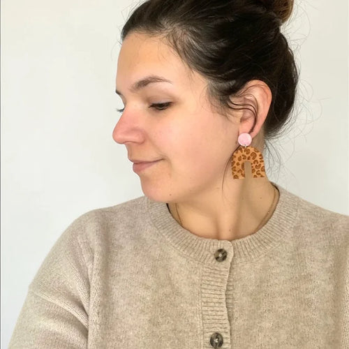 Boucles oreilles léopard rose