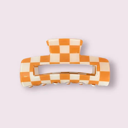 Pince à cheveux - Damier orange